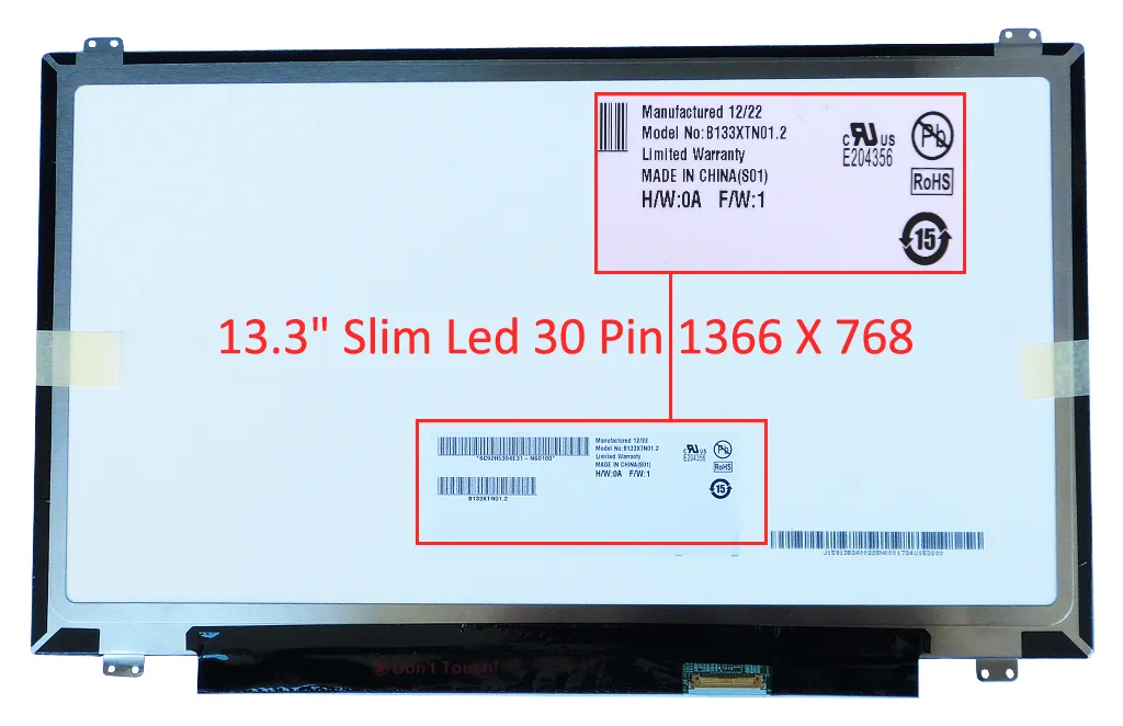 B133XTN01.2, N133BGE-EAB, 13.3 Slim Led Lcd Panel 1366X768 30 Pin Acer Aspire S5-391 ES1-311