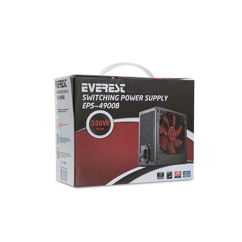 Everest EPS-4900B Peak-350W 3Sata 6 4 PIN 12CM Fanlı Power Supply
