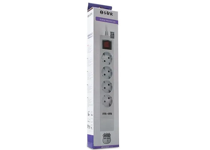 S-link Swapp SPG4-X-4 300 Joule1.5m Kablolu 5 li Akım Korumalı+2 USB Hızlı Şarjlı Grup Priz