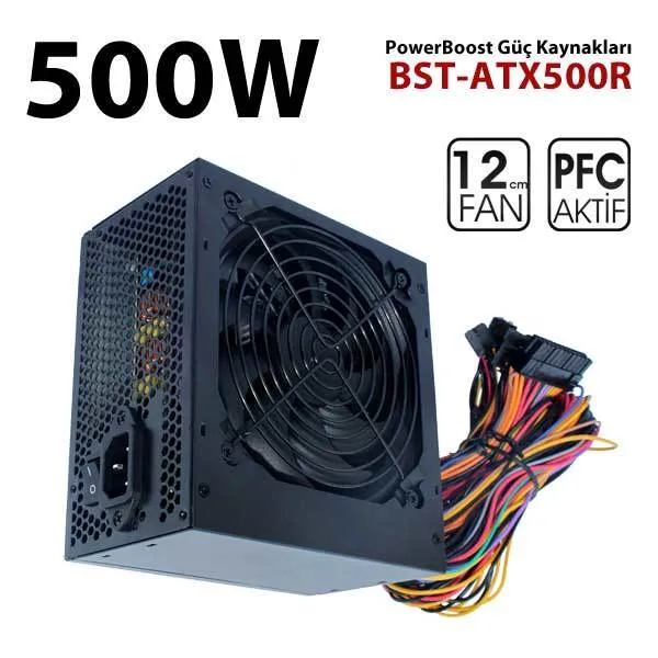 Power Boost BST-ATX500R 500w 12cm Siyah Fan A/PFC ATX Power Supply Kutulu