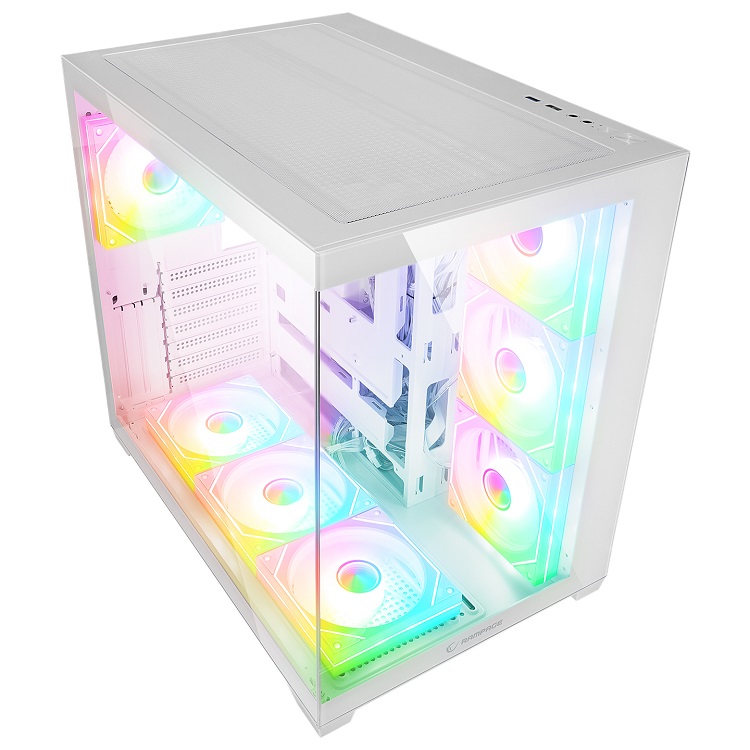 Rampage ARES Temperli Camlı 750W 80 Plus Bronze Beyaz 7*12cm ARGB Fan ATX Mid-T Gaming Oyuncu Kasası