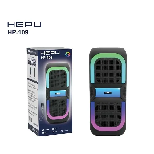 HEPU HP 109 Bluetooth Hoparlör 2 x 8 inc 16 watt Rms 3600 mAh Rgb Efekt Kablolu Karaoke Mikrofon