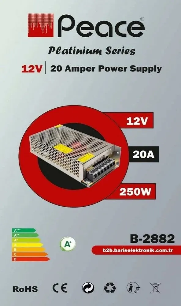 Peace B2882 12V 20A Metal Kasa Adaptör