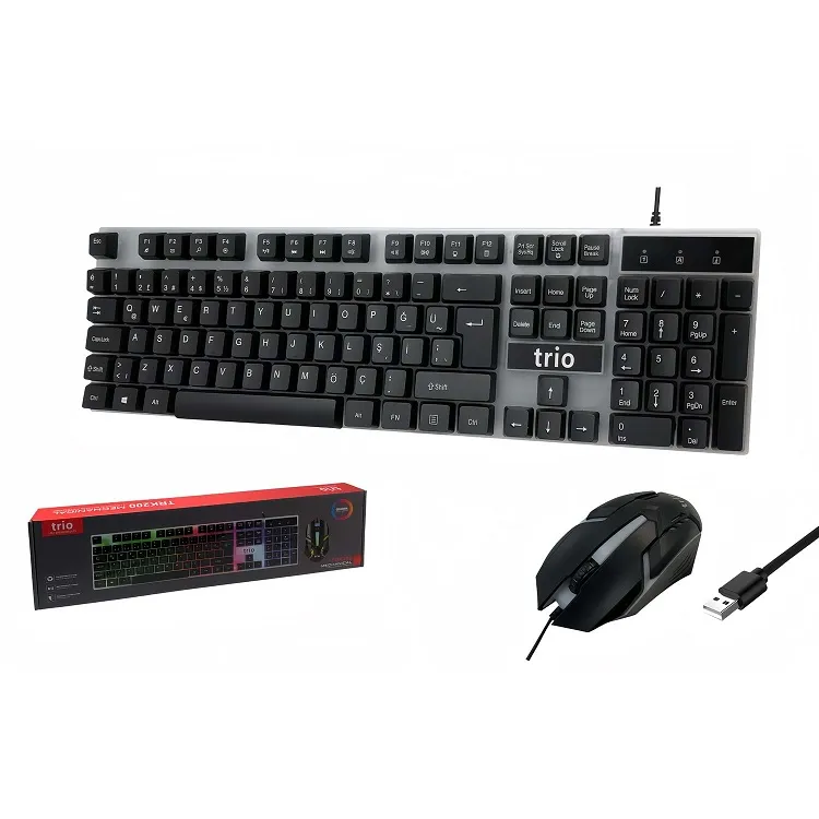 Trio TRK200 Kablolu Işıklı Oyuncu Klavye Mouse Set