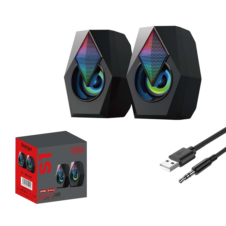 TRİO TRS1 2.0 Multimedia RGB Işıklı 3W*2 Siyah USB Speaker Hoparlör