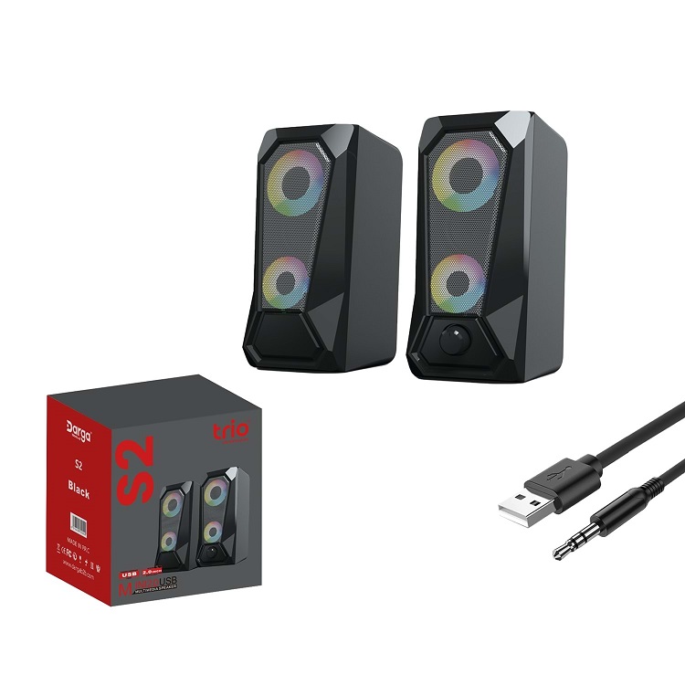 TRİO TRS2 2.0 Multimedia RGB Işıklı 3W*2 Siyah USB Speaker Hoparlör
