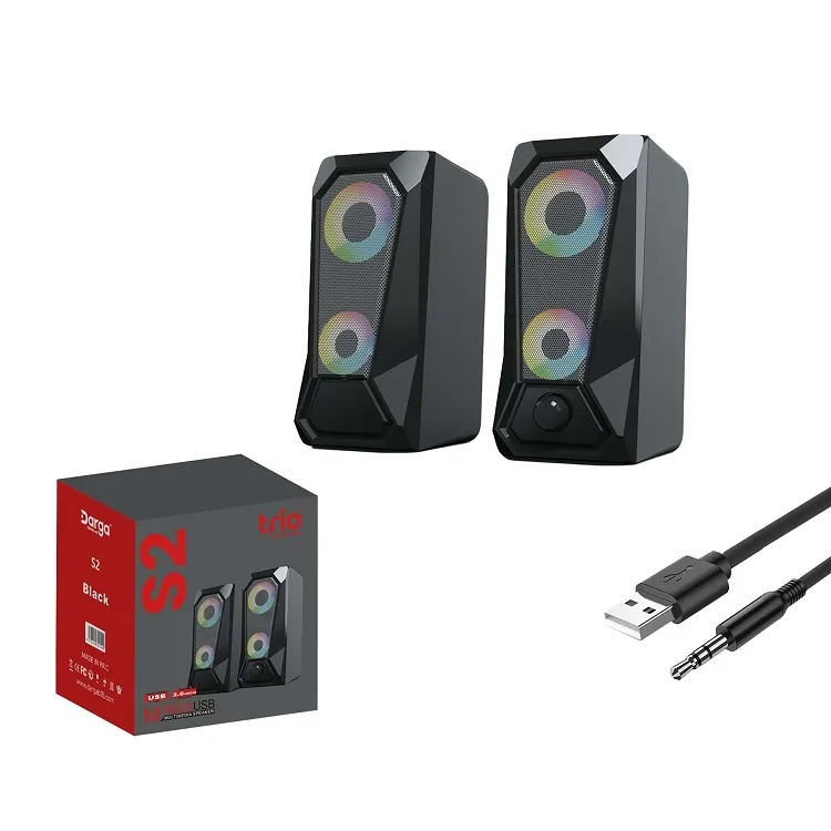 TRİO TRS2 2.0 Multimedia RGB Işıklı 3W*2 Siyah USB Speaker Hoparlör
