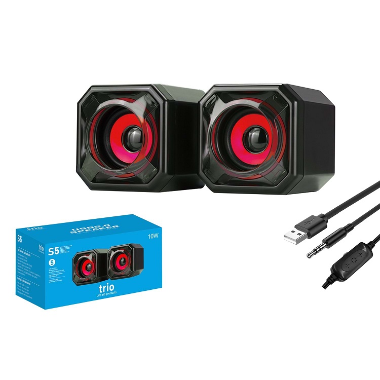 TRİO TRS5 2.0 Multimedia RGB Işıklı 3W*2 Siyah USB Speaker Hoparlör
