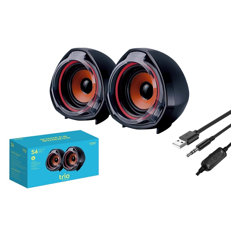 TRİO TRS6 2.0 Multimedia RGB Işıklı 3W*2 Siyah USB Speaker Hoparlör