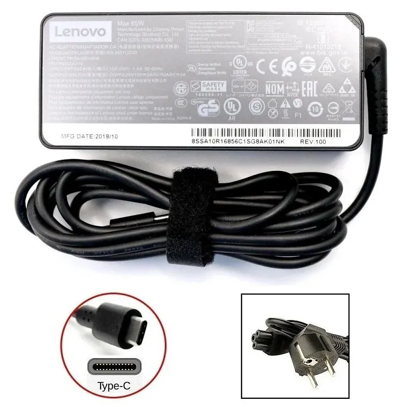 Orjinal Lenovo 20v 3.25a 65W Usb Type-C ADLX65YLC3D DLX65YLC3A 01FR024 ADLX65YAC3A ADLX65YAC3D Adaptör Şarj Aleti Cihazı
