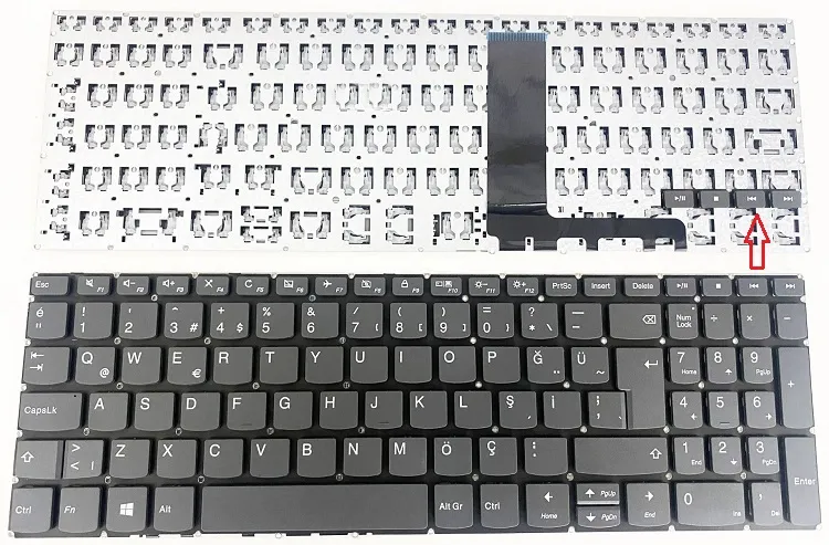 Lenovo Ideapad 3-15ADA05 81W1, 330-15ICH 81FK, S340-15Iwl S340-15Iwl S145-15 81Mv 81Vd 81N3, 81Ut 81W6 Gri Klavye