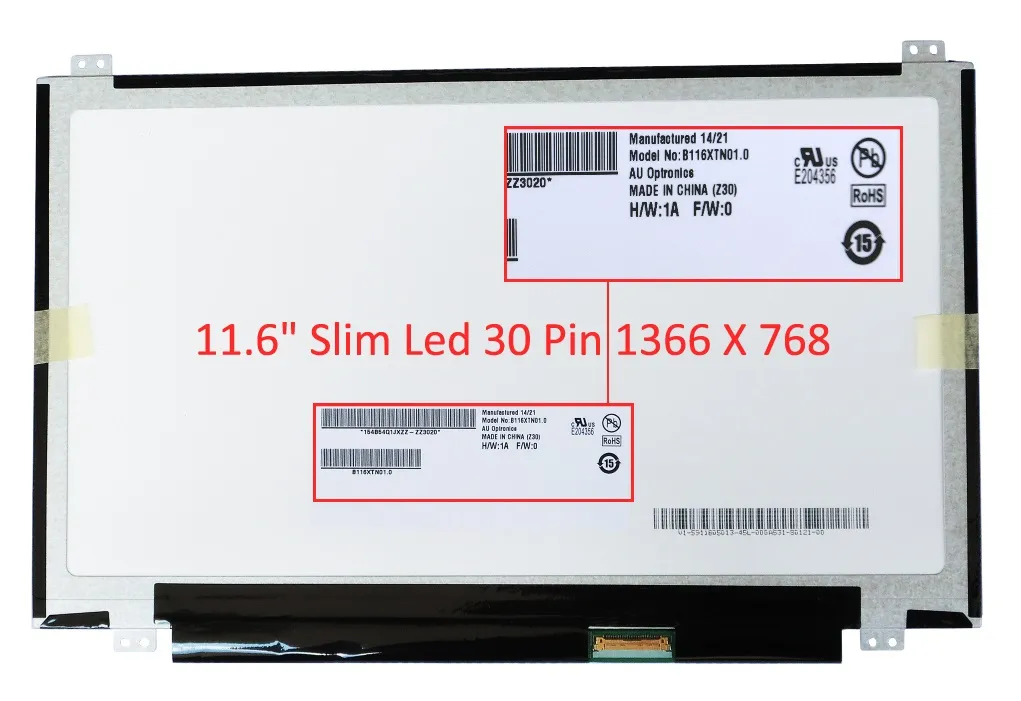  B116XTN01.0, B116XTN02.3, 11.6 Slim Led Lcd Panel 30 Pin 1366 X 768