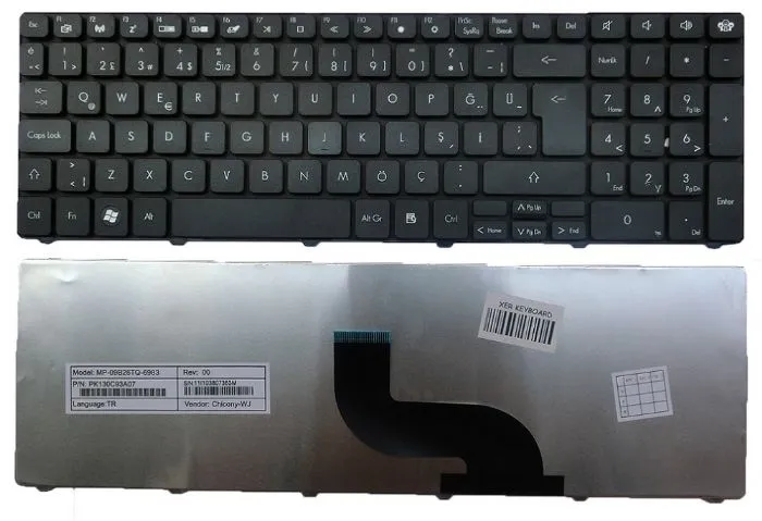 Packard Bell Easynote NEW90 NEW91 NEW95 P5WS6 PEW72 PEW76 PEW91 TM05 TM81 TM85 TM86 TM87 TM89 TM93 TM94 TM98 LM94 LM98 KLAVYE TÜRKÇE (ORJİNAL) MP-09B2