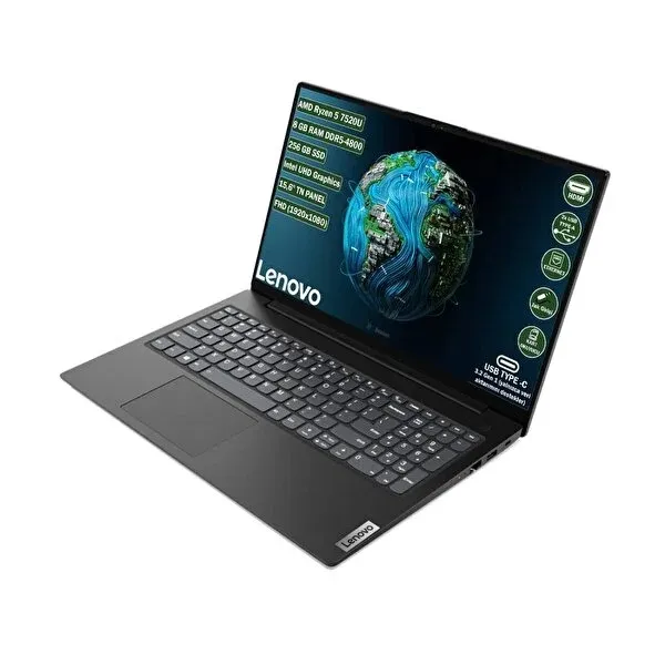 Lenovo V15 G4 82YU00Q6TX Ryzen 5 7520U 8GB 256GB SSD 15.6 FHD OB VGA FreeDos Notebook