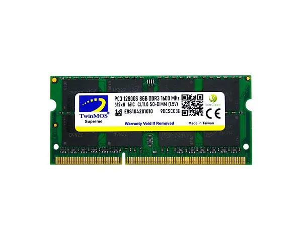 TwinMOS 8GB 1600MHz DDR3 SO-DIMM Ram 1.5V (MDD38GB1600N)