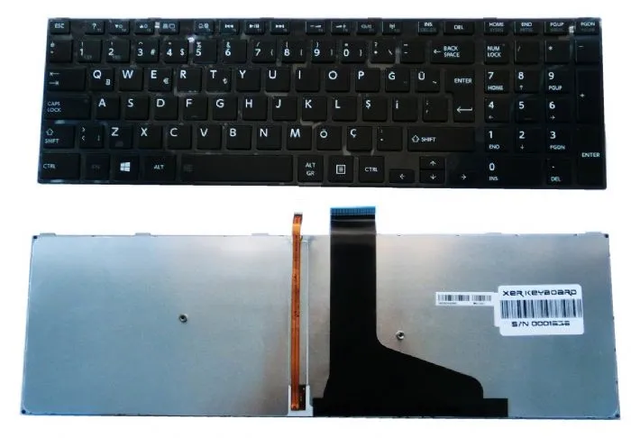 Toshiba S50, Toshiba L50-A, Klavye Türkçe Siyah Işıklı 9Z.N7UBU.M0T