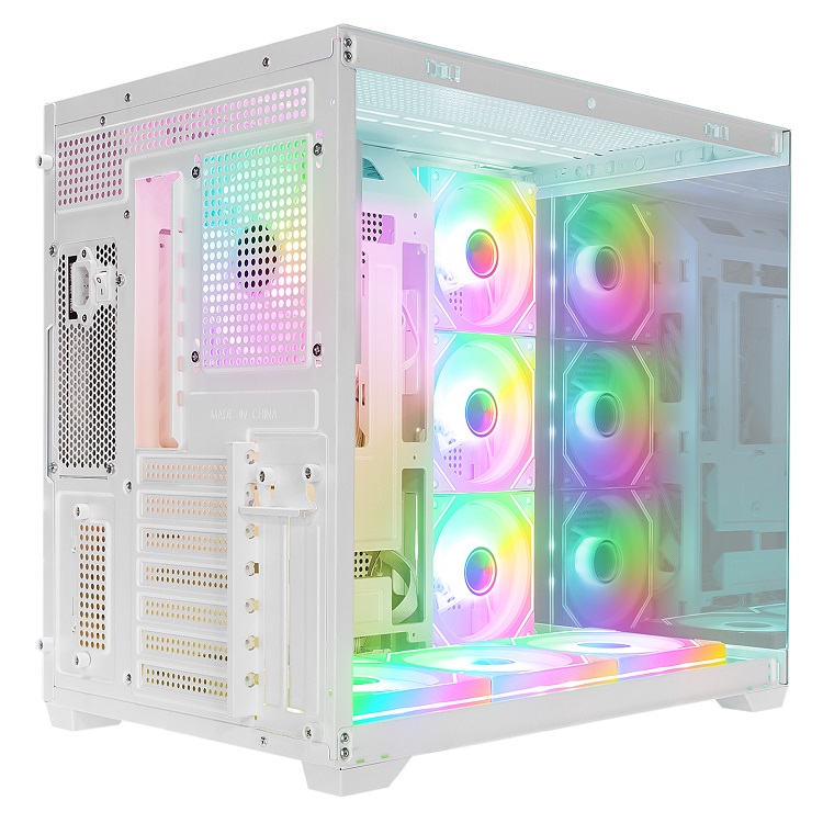 Rampage ARES Temperli Camlı 750W 80 Plus Bronze Beyaz 7*12cm ARGB Fan ATX Mid-T Gaming Oyuncu Kasası