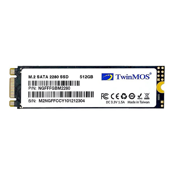 TwinMOS 512GB M.2 2280 SATA3 580-550MB/s (NGFFFGBM2280)