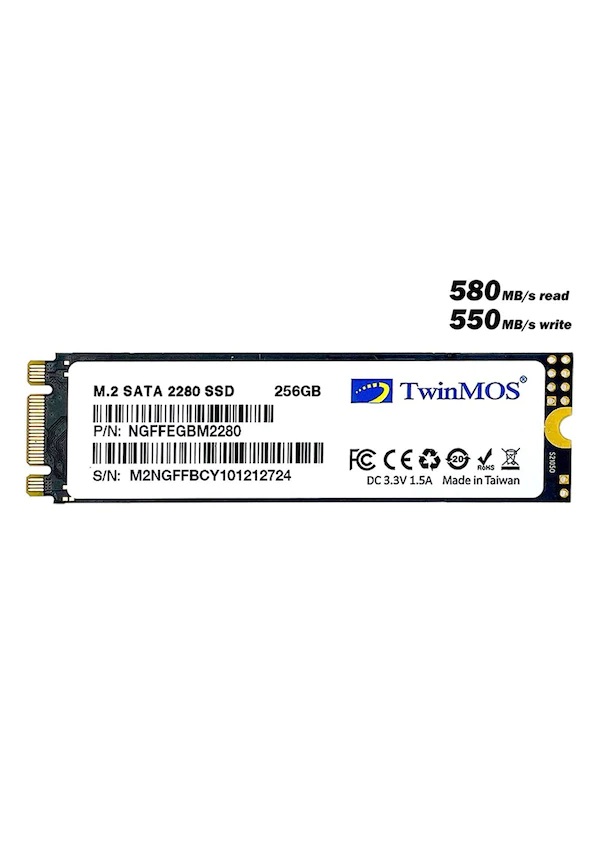 TwinMOS 256GB M.2 2280 SATA3 580-550MB/s (NGFFEGBM2280)