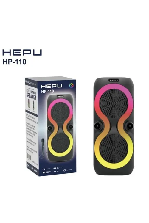 HEPU HP 110 Taşınabilir Bluetooth Hoparlör Rgb 15 Watt rms Karaoke Usb Mikrofon