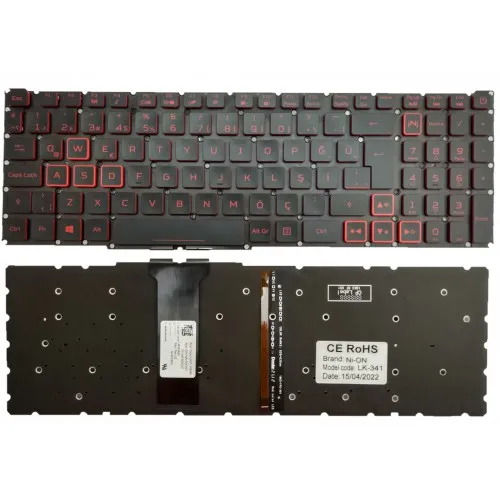 Acer Nitro AN515-43, AN515-44, ANA515-55, AN515-54, NH.Q96EY.001, NH.Q6ZEY.005 Notebook Klavye TR IŞIKLI
