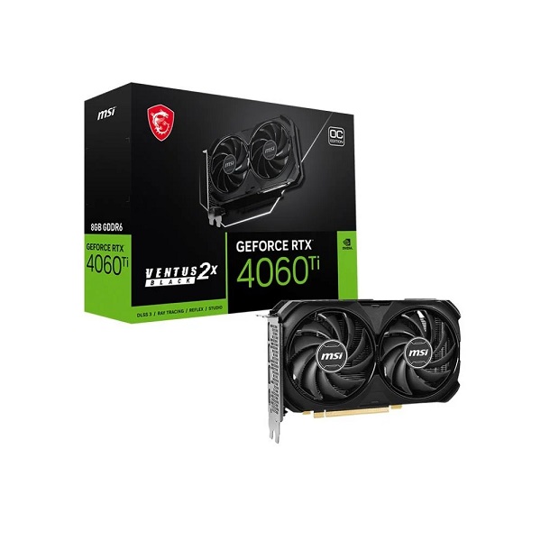 MSI GeForce RTX 4060 Ti VENTUS 2X BLACK 8G OC 8GB GDDR6 DLSS 3 128 Bit Ekran Kartı