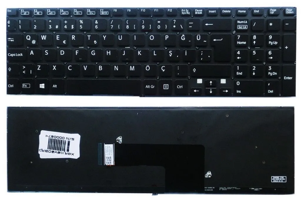 Sony SVF15, Sony SVF152, Sony SVF153, Sony SVF15AA1MT, Sony SVF15A17SCB, Sony SVF15A18SCB, Sony SVF1541 Klavye Türkçe Siyah AEHK9A001103A