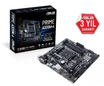 ASUS PRIME A320M-A A320 Socket AM4 AMD Ryzen DDR4 3200MHz M2 Anakart