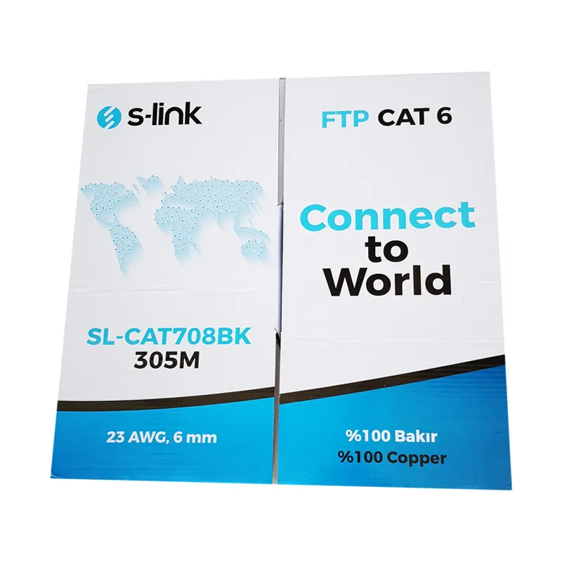 S-link SL-CAT708BK (305 Metre) 0.55mm 23 AWG Full Bakır FTP CAT6 Kablo