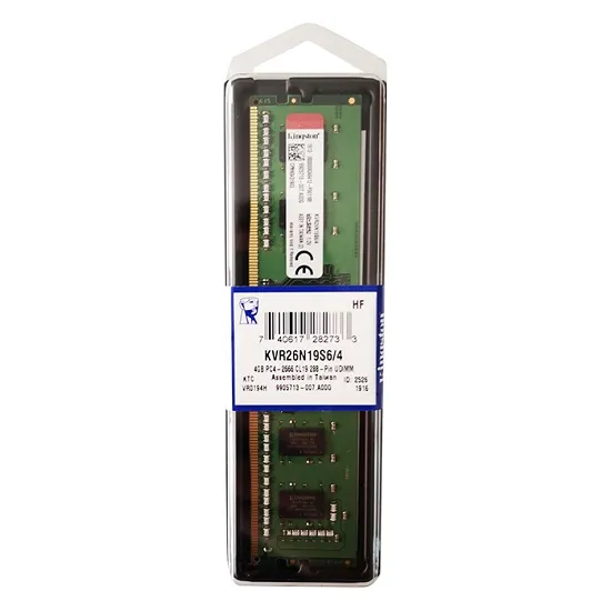 KINGSTON 4GB DD4 2666Mhz CL19 1.2V Masaüstü Ram KVR26N19S6/4