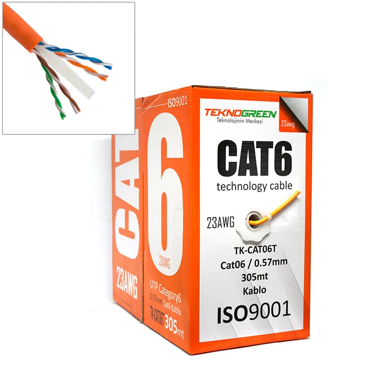 TeknoGreen TK-CAT06T Turuncu Cat6 Utp (305 Metre) 23 Awg 0.57mm CCA Network Kablosu