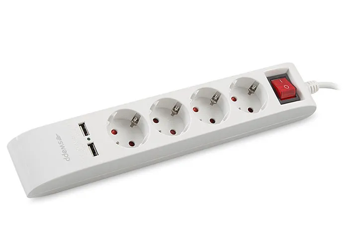 S-link Swapp SPG4-X-4 300 Joule1.5m Kablolu 5 li Akım Korumalı+2 USB Hızlı Şarjlı Grup Priz