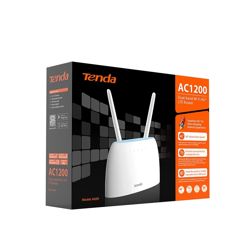 Tenda 4G09 2 Port 10/100/1000 867MBPS 5GHz 1xSIM 3G/4G Kablosuz Router Beyaz