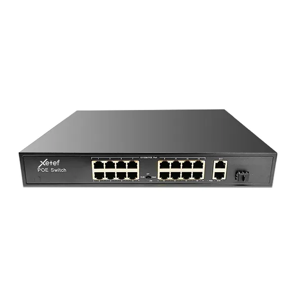 Xetef ZTF-16P2U1S-200 16 Port 10/100 PoE +2 Uplink Gigabit +1 SFP Gigabit Yönetilemez Switch 200W