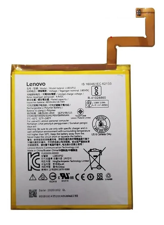 Lenovo M10 TB-X605, X605F, TB-X605M, X605L, ZA490043TR, L18D1P32 Tablet Pil Batarya